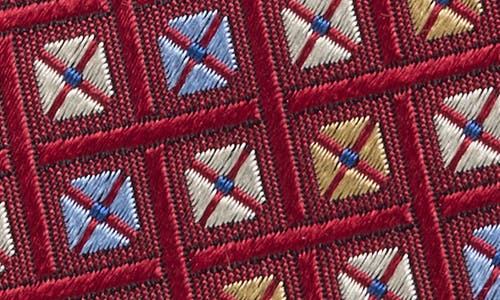 Duchamp Square Patterned Silk Tie In Red