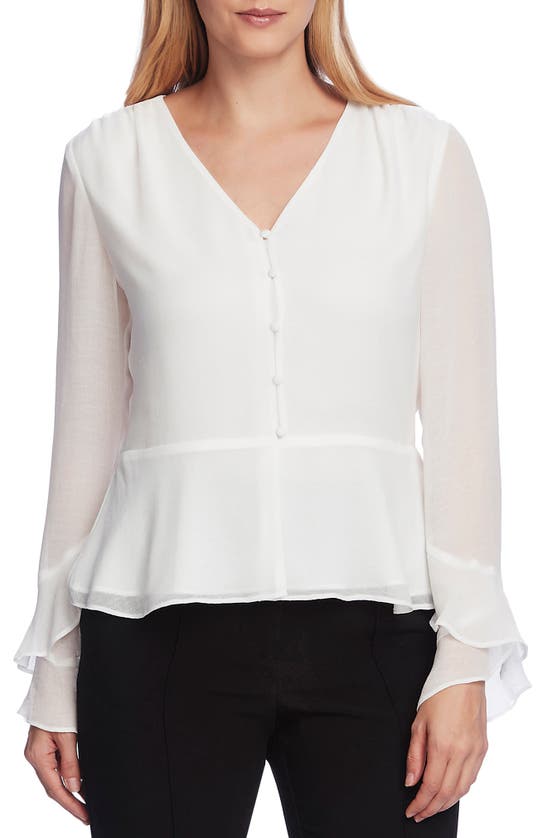 Vince Camuto Long Chiffon Sleeve Blouse In New Ivory