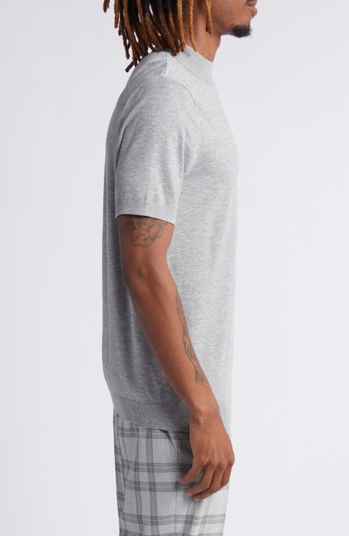 Shop Open Edit Mock Neck Short Sleeve Sweater In Grey Heather