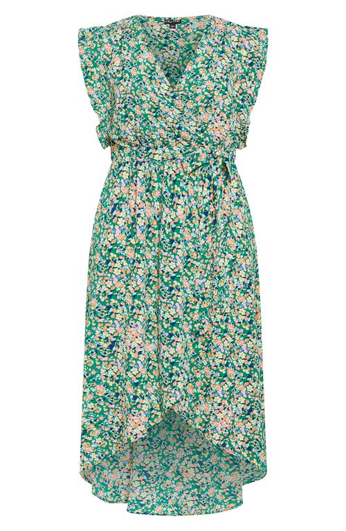 Shop City Chic Ditsy Floral Wrap Front Maxi Dress In Green Fl Fields