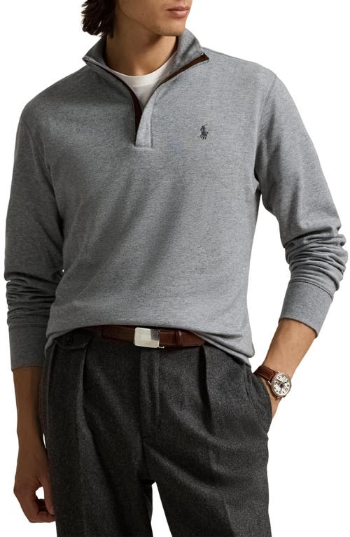 Shop Polo Ralph Lauren Cotton Blend Quarter Zip Pullover In Steel Heather