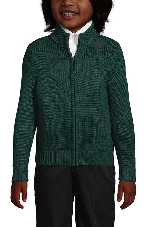LANDS' END LANDS' END SCHOOL UNIFORM BOYS COTTON MODAL ZIP FRONT CARDIGAN SWEATER