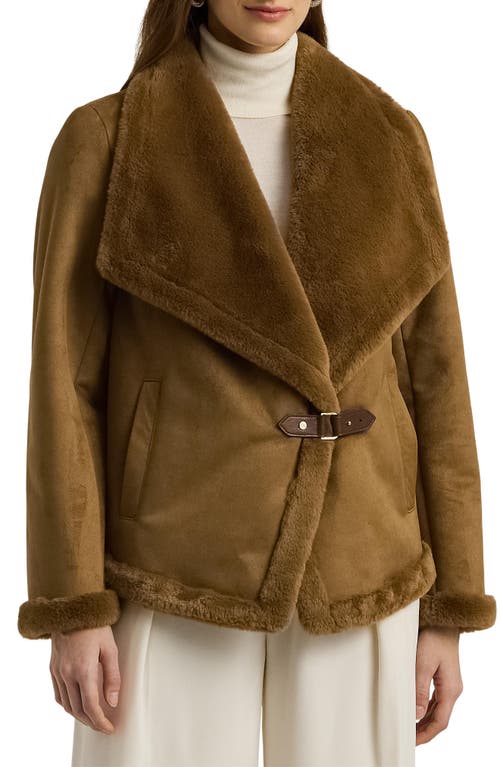 Shop Lauren Ralph Lauren Faux Shearling Jacket In Camel