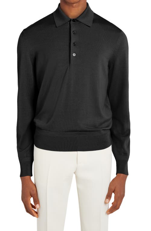 TOM FORD Fine Gauge Wool Polo Sweater Black at Nordstrom, Us