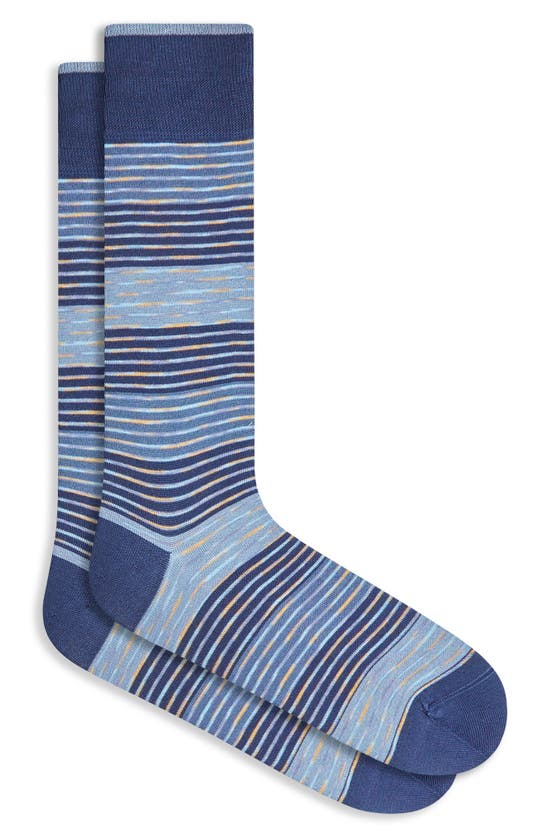 Bugatchi Stripe Mercerized Cotton Blend Dress Socks In Blue