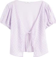 Mistress Rocks Beaded Front Tie Mesh Top