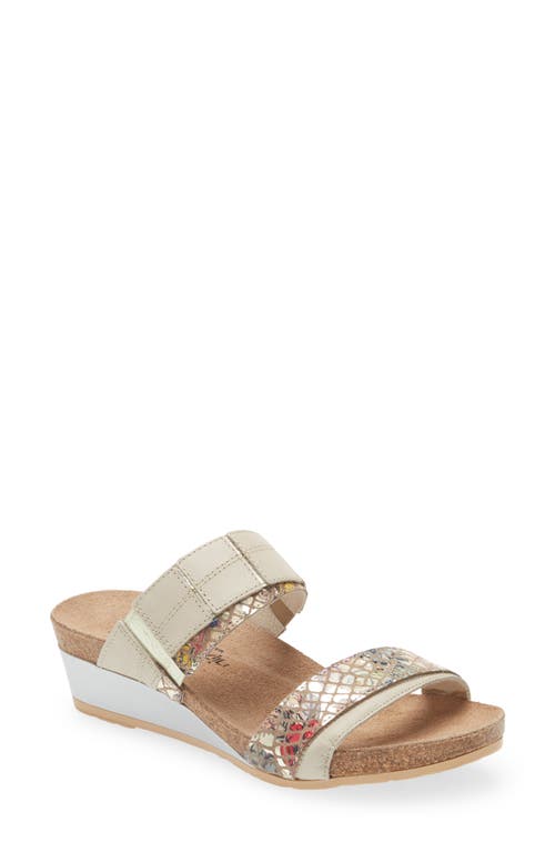 Shop Naot Royalty Slide Sandal In Soft Ivory/golden Floral