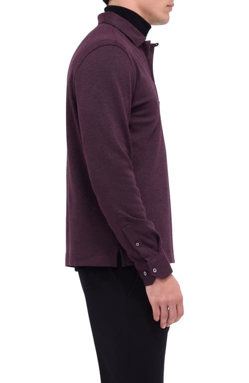 Shop Bugatchi Long Sleeve Cotton Blend Polo In Cabernet