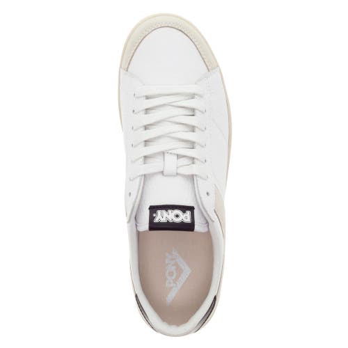 Pony Mens M-pro Low Lux Genuine Leather And Suede Premium Lace Up Athletic Sneaker Shoe In White/black/oatmeal