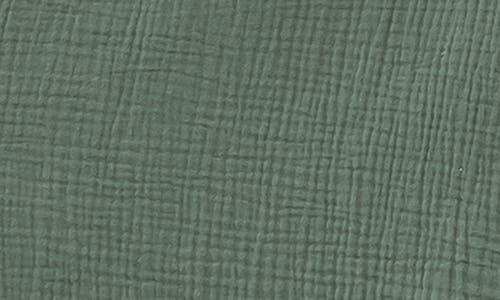 August Sky Puff Sleeve Midi Shirtdress In Hunter Green