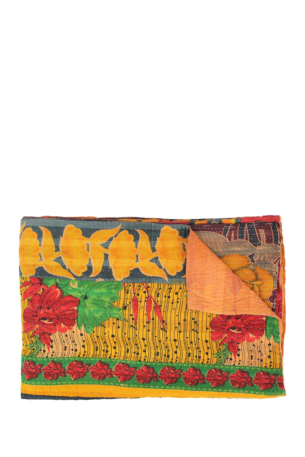 Melange Home Overdyed Kantha Throw In Golden