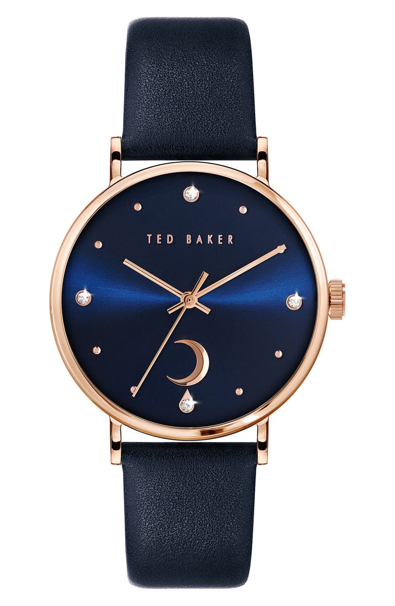 Ted Baker London Phylipa Moon Leather Strap Watch, 37mm | Nordstrom