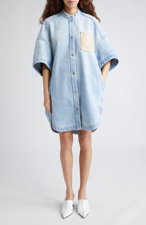 Stella McCartney S-Wave Logo Patch Denim Shirtdress in 4699 - Light Vintage Blue at Nordstrom, Size Medium