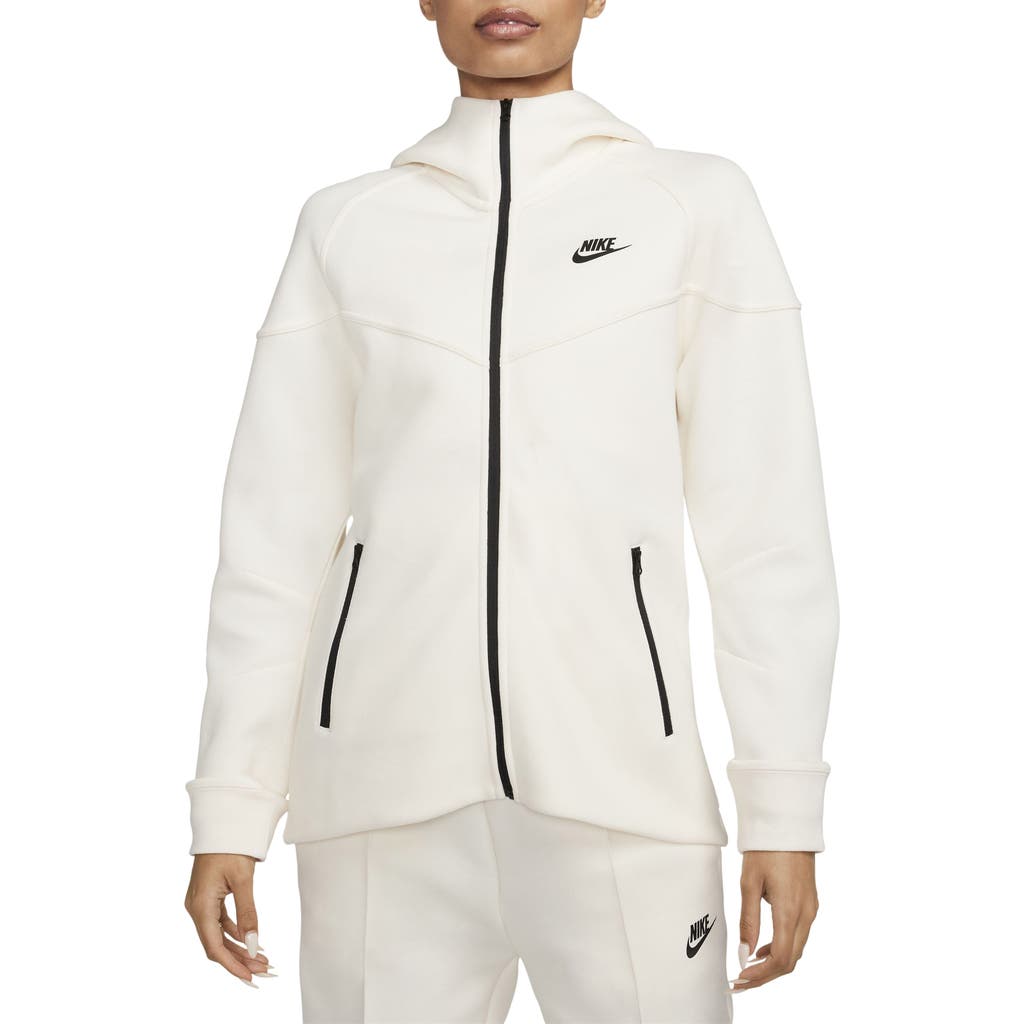 Shop Nike Sportswear Tech Fleece Windrunner Zip Hoodie In Pale Ivory/black