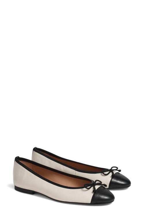 Shop Lk Bennett Kara Cap Toe Ballet Flat In White/black