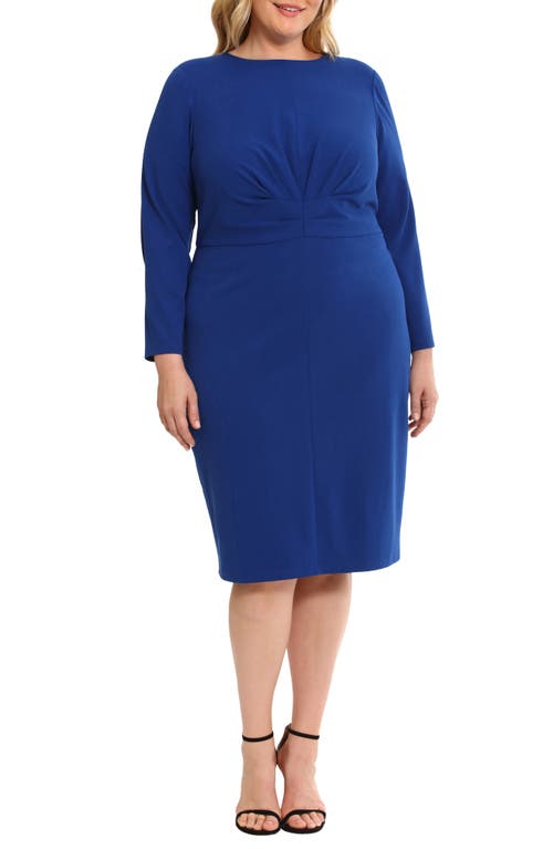 Maggy London Center Ruched Long Sleeve Dress Sodalite Blue at Nordstrom,