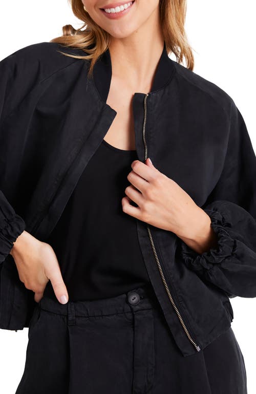 Shop Bella Dahl Chloe Clean Linen Blend Bomber Jacket In Black