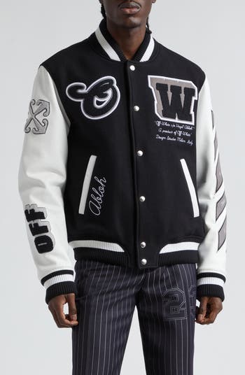 Black white letterman jacket best sale