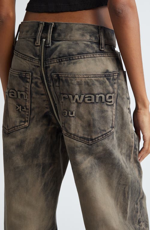 Shop Alexander Wang Distressed Overdyed Moto Balloon Jeans In Distressed Brown Overdye