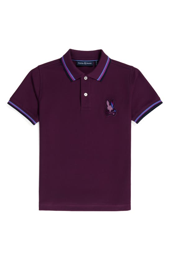 Psycho Bunny Kids' Apple Valley Tipped Piqué Polo In Potent Purple