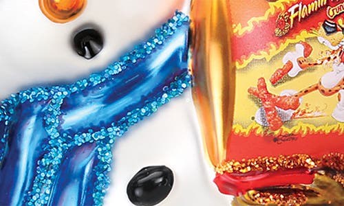 Old World Christmas Flamin' Hot Cheetos Snowman Glass Ornament In White/red/blue