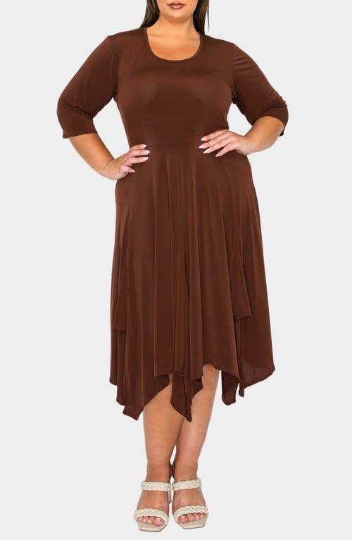 Shop L I V D Shay Handkerchief Hem Midi Dress In Brown