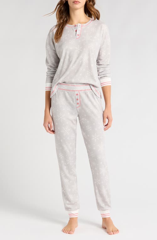 PJ SALVAGE PJ SALVAGE WAFFLE KNIT HENLEY PAJAMAS 