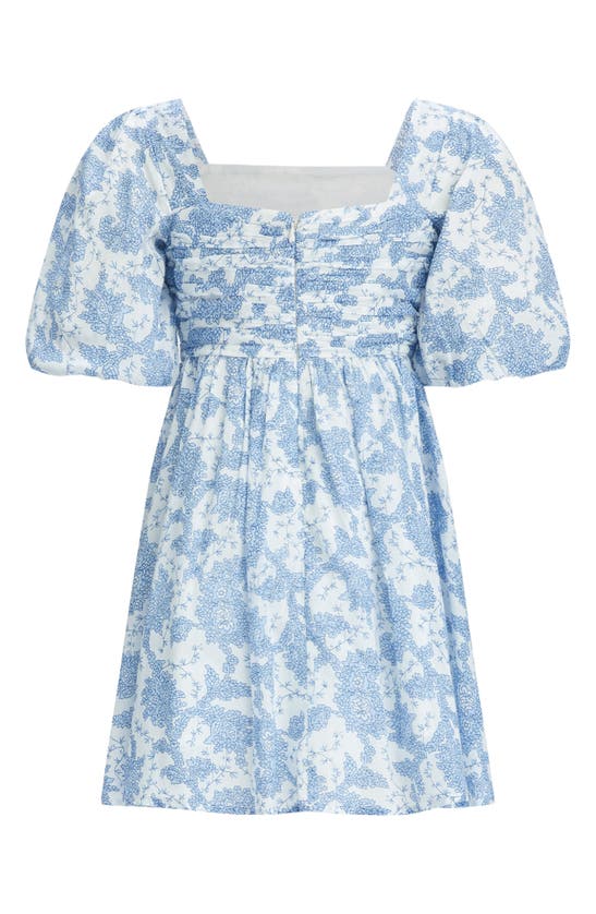 Shop Bardot Junior Kids' Vivien Floral Puff Sleeve Dress In Baby Blue Floral