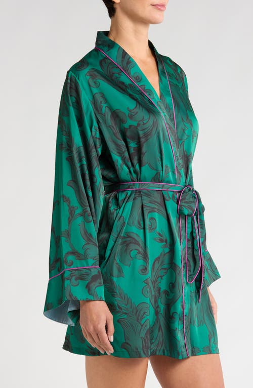 Shop Kilo Brava Print Short Robe In Emerald Damask