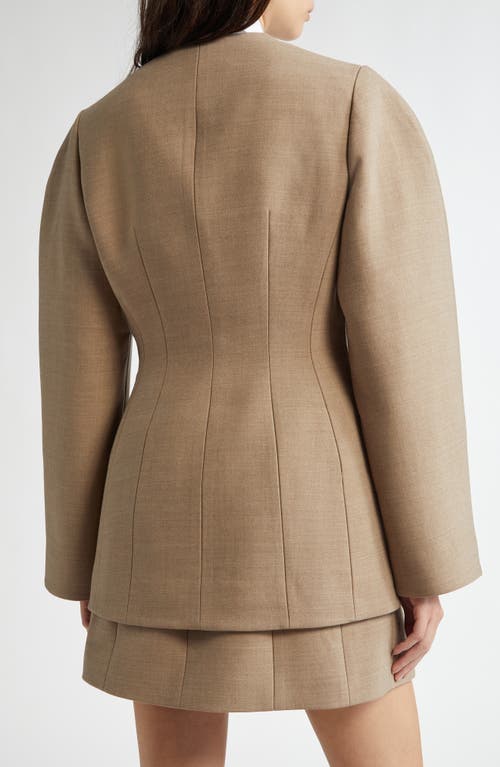 Shop Eenk Hourglass Oversize Sleeve Wool Blend Jacket In Beige