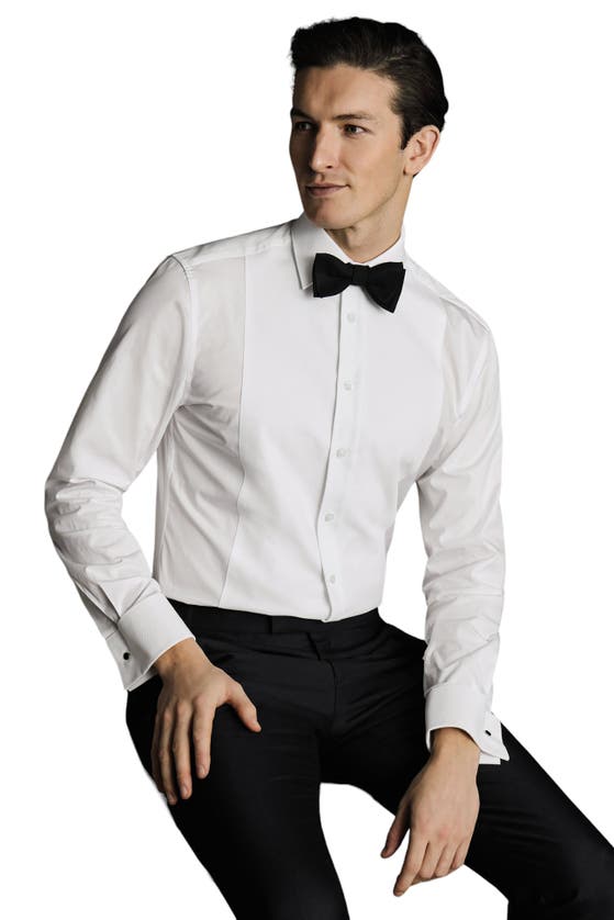 Shop Charles Tyrwhitt Bib Front Evening Slim Fit Shirt Double Cuff In White