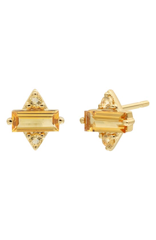 Shop Bony Levy Semiprecous Stone 14k Gold Stud Earrings In 14k Yellow Gold Citrine