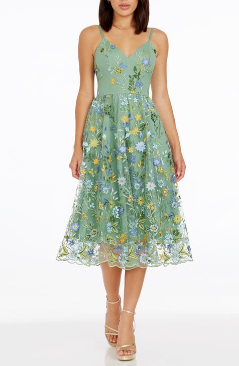 Maren Floral Embroidery Cocktail Dress