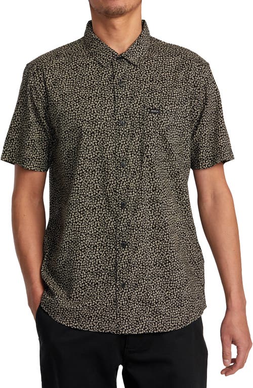 RVCA Morning Glory Floral Short Sleeve Button-Up Shirt Black at Nordstrom,