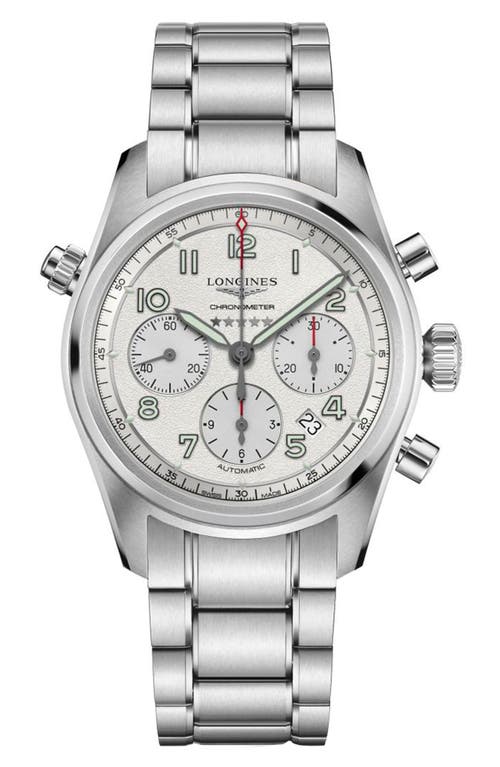 Longines Spirit Automatic Chronograph Bracelet Watch, 42mm In Silver/white