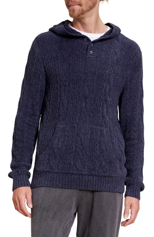 barefoot dreams CozyChic Lite Cable Knit Hoodie in Indigo