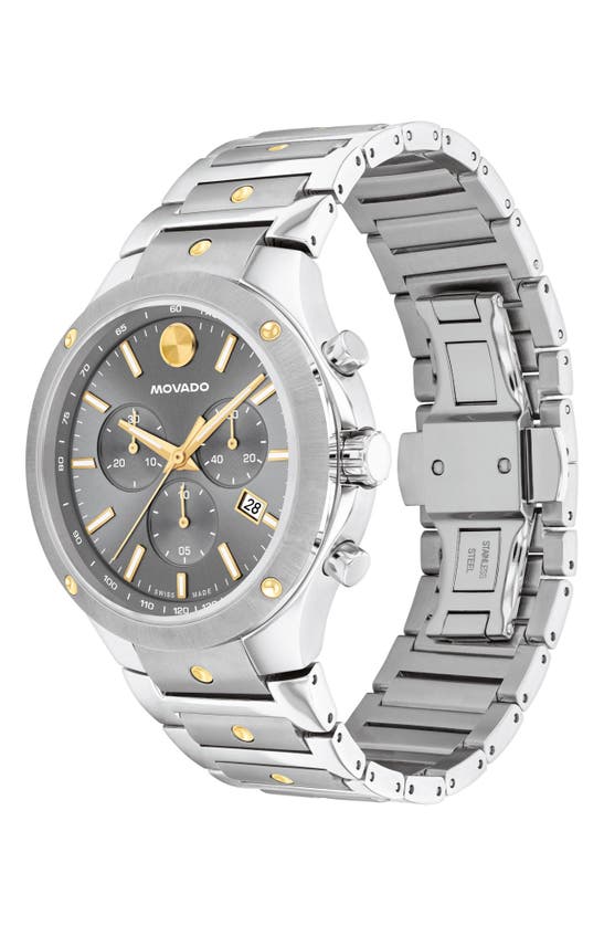 Movado Men's Se Swiss Quartz Chrono Stainless Steel Two-tone Yellow Pvd Watch 42mm In Silver/ Grey