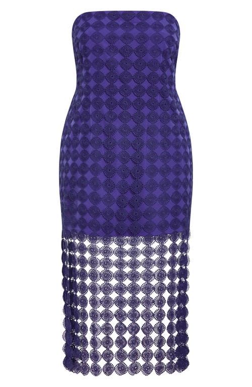 City Chic Ebony Strapless Crochet Lace Minidress In Lotus