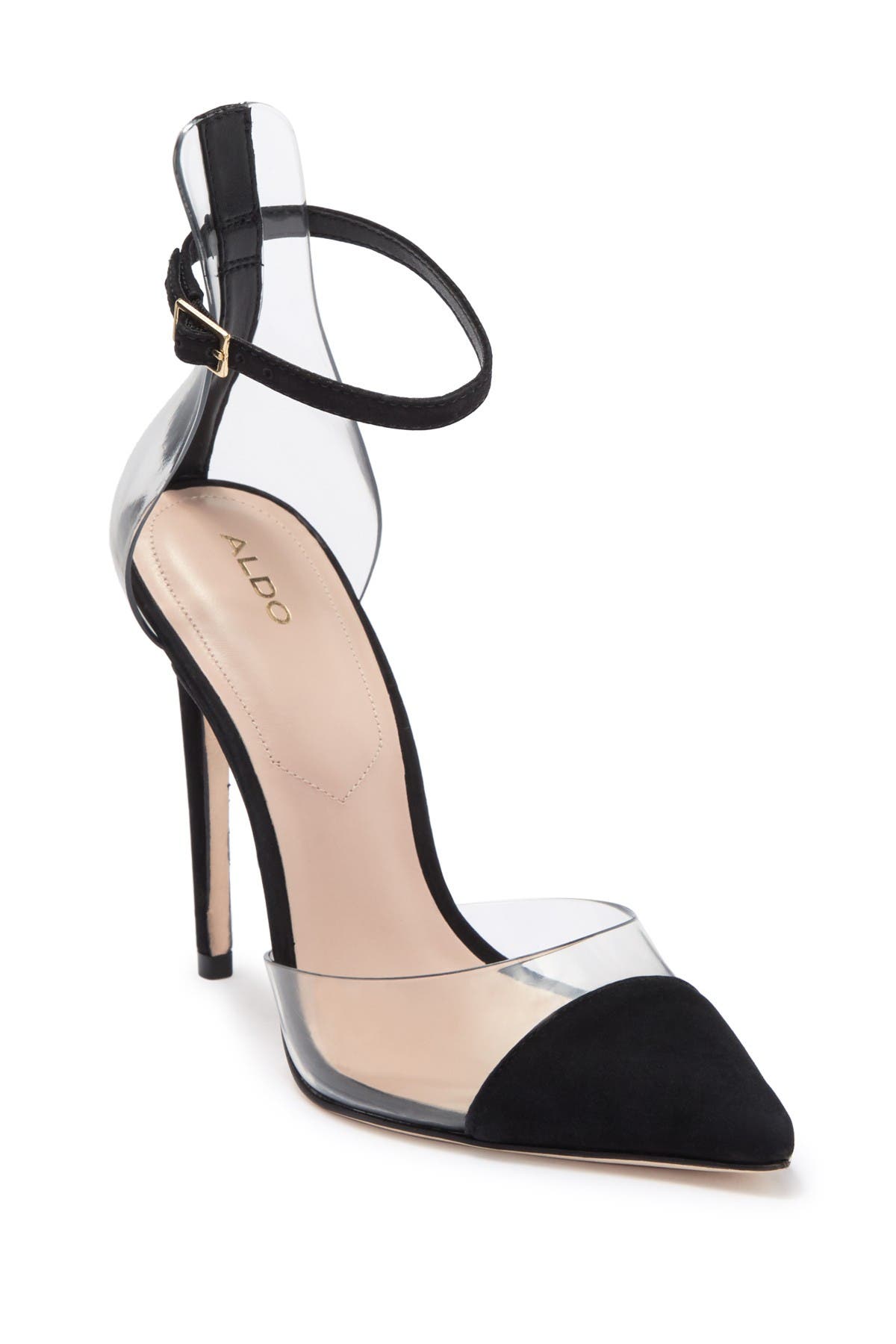 aldo black ankle strap heels