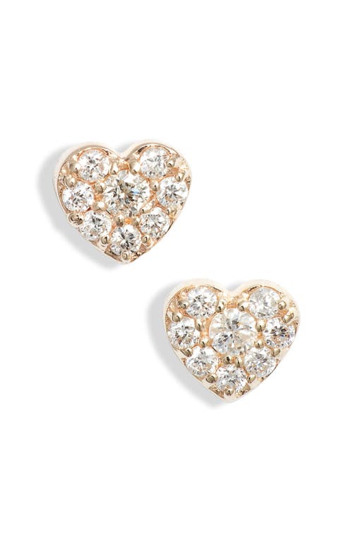 Anzie Jac + Jo Icon Pavé Heart Stud Earrings In Yellow Gold