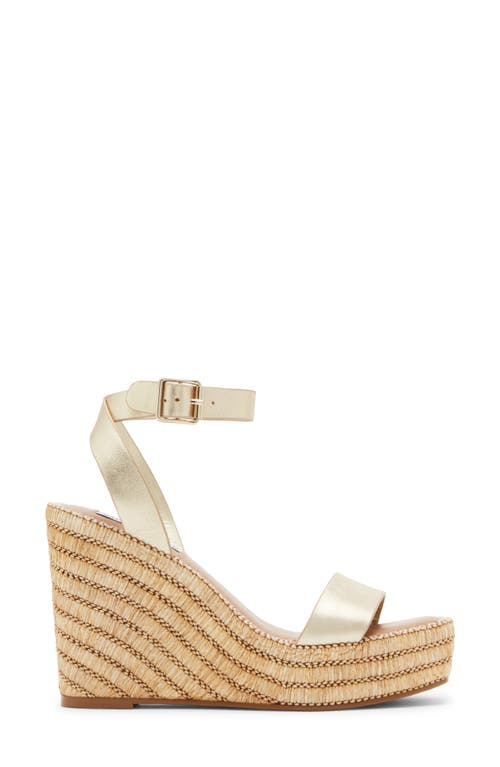 Shop Steve Madden Cassie Platform Wedge Sandal In Gold Leather