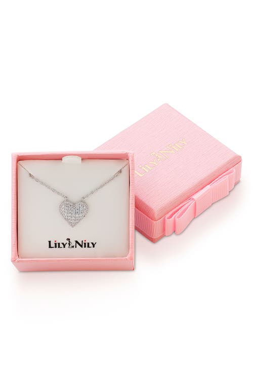 Shop Lily Nily Kids' Pavé Cubic Zirconia Heart Pendant Necklace In Silver