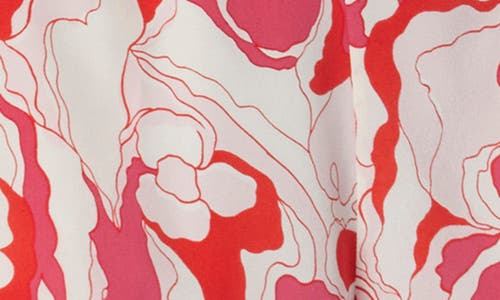 Shop Equipment Eudora Abstract Floral Silk Romper In Raspberry Sorbet Multi