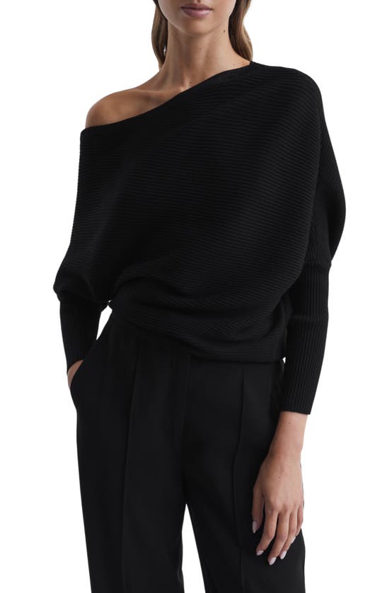 REISS LORNA OFF THE SHOULDER RIB SWEATER