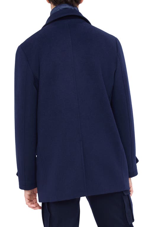 Shop Bugatchi Wool Blend Peacoat With Removable Bib In Navy