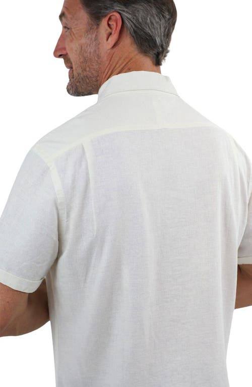Jachs Noho Short Sleeve Linen Blend Button-down Shirt In White