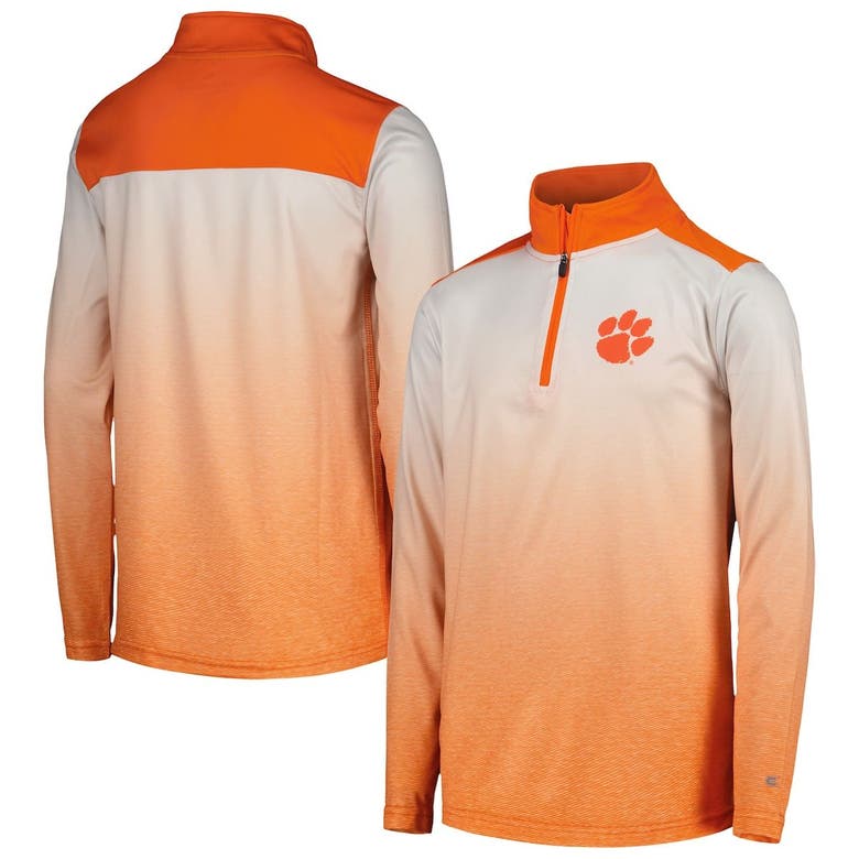 Colosseum Kids' Youth  White/orange Clemson Tigers Max Quarter-zip Jacket