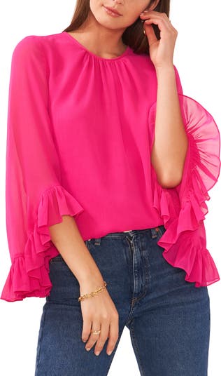 Vince Camuto Flutter Sleeve Crewneck Blouse Nordstromrack