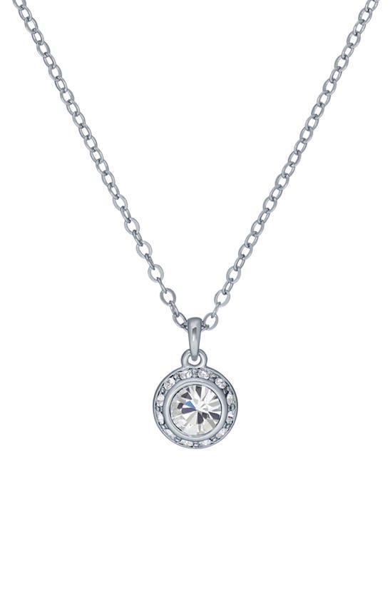 Ted Baker Soltell Solitaire Crystal Halo Pendant Necklace In Silver Tone Clear Crystal
