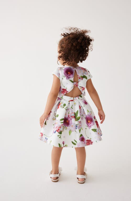 Shop Ted Baker Baker By  Kids' Floral Cap Sleeve Cutout Scuba Dress In White